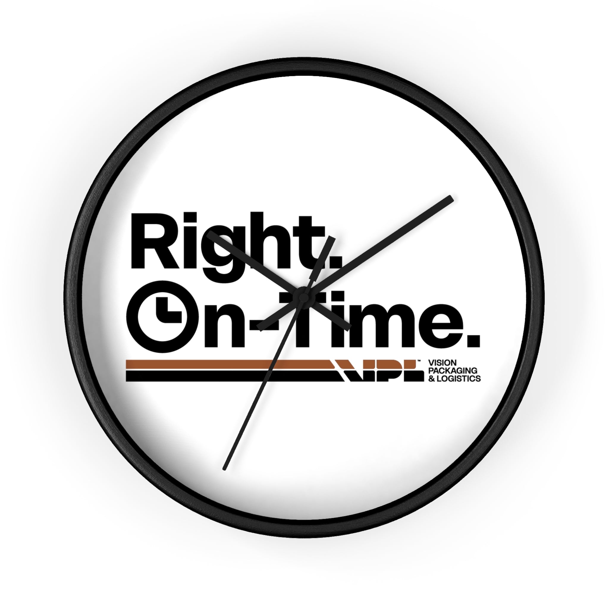 Right, On-Time. Branded Wall Clock — Modern Office Timepiece