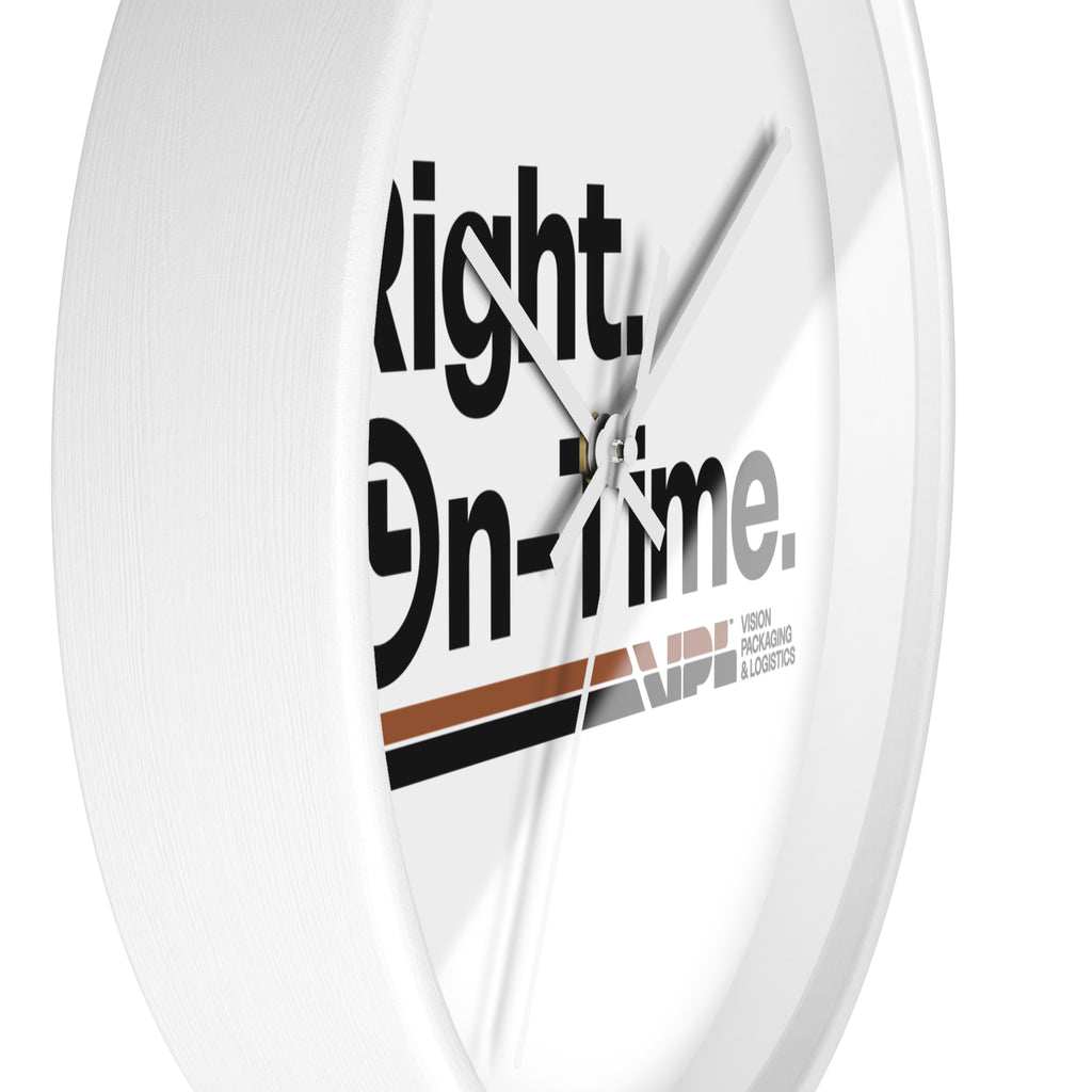 Right, On-Time. Branded Wall Clock — Modern Office Timepiece