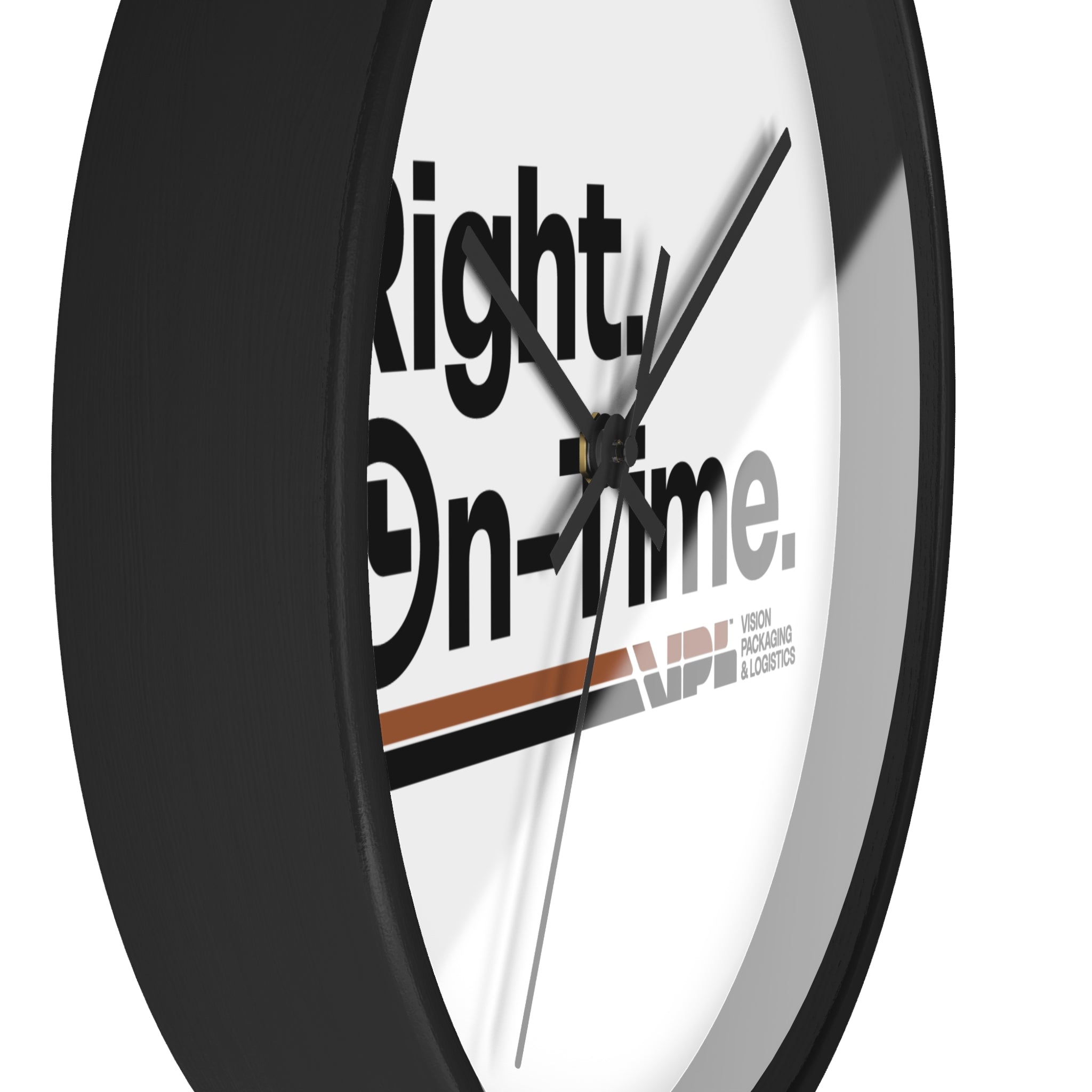 Right, On-Time. Branded Wall Clock — Modern Office Timepiece